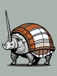 Armadillo Clip Art - Sturdy armadillo in its armor,  color vector clipart, minimal style