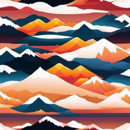 Sunset over Snowy Mountain Peaks clipart - A stunning snowy sunset, ,vector color clipart,minimal