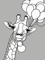 Giraffe Coloring Pages - Giraffe surrounded by colorful balloons  simple coloring pages