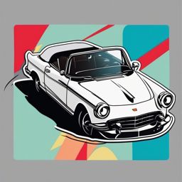 Convertible Car Sticker - Top-down freedom, ,vector color sticker art,minimal