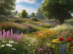 Countryside Wildflower Haven - Embrace the charm of a wildflower haven in the countryside. multicoloured, photo realistic, hyper detail, high resolution