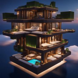 floating hotel in the clouds with luxury suites - minecraft house design ideas 
