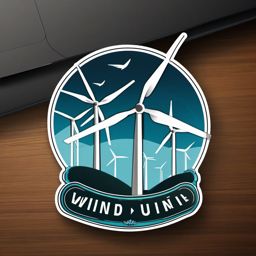 Wind turbine farm sticker- Renewable energy, , sticker vector art, minimalist design