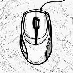 simple drawing of computer mouse  minimal rough sketch scribbles,doodles,black and white