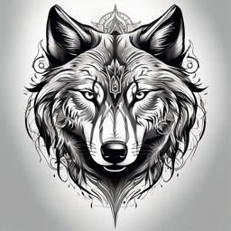 Tattoo Arm Wolf,wolf-themed tattoo designed to adorn the arm, mark of strength and courage. , color tattoo design, white clean background