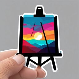 Painting Easel Sticker - Artistic expression, ,vector color sticker art,minimal