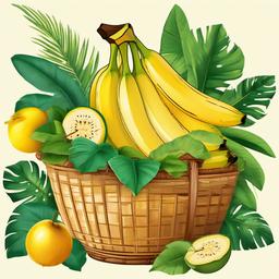 Banana clipart - banana in a tropical fruit basket  