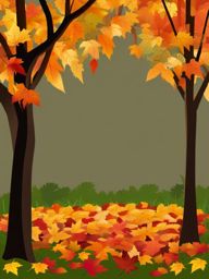 Leaf Clipart, Colorful autumn leaves in a park. 