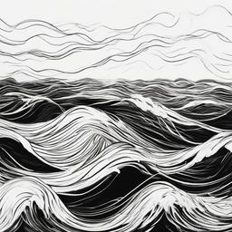 drawing of anxiety as waves crashing down  minimal rough sketch scribbles,doodles,black and white