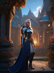 Valeria Frostheart, a half-elf paladin sworn to protect the innocent detailed matte painting, deep color, fantastical, intricate detail, splash screen, complementary colors, fantasy concept art, 8k resolution trending on artstation unreal engine 5