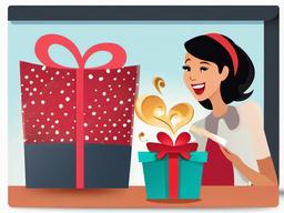 Gift clipart - surprise gift opening with excitement  