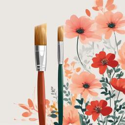 Paint Brush clipart - paintbrush painting flowers on a canvas  color,minimalist,vector clipart