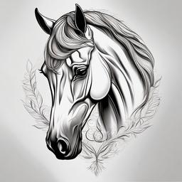 Fine Line Tattoo Horse - Explore the world of fine line tattoos with equestrian themes, featuring designs that showcase the grace and details of horses through delicate lines.  simple tattoo,minimalist,white background