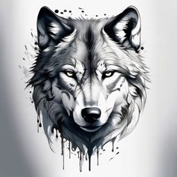 Wolf and Tattoo,harmonious fusion of human ink and the untamed essence of a wolf, alliance of souls. , tattoo design, white clean background