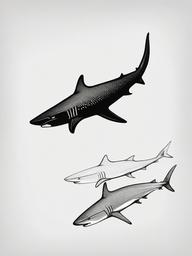 drawing of Daggernose shark  minimal rough sketch scribbles,doodles,black and white