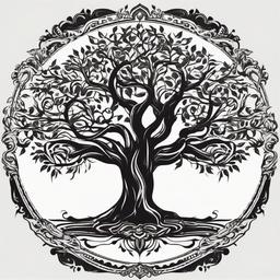 tree tattoo black and white  simple vector color tattoo