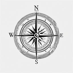 Compass with Anchor Tattoo - Compass tattoo combined with an anchor.  simple vector tattoo,minimalist,white background