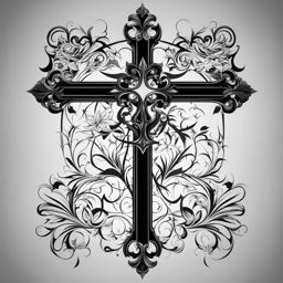 cross tattoos for men black and white design 