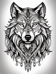 Traditional Wolf Tattoo,old-school classic, traditional wolf tattoo, honoring timeless values and loyalty. , tattoo design, white clean background