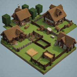 medieval farmstead with fields, barns, and livestock pens - minecraft house design ideas minecraft block style
