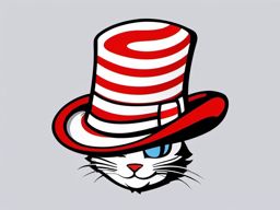 Cat in the Hat hat clipart, The iconic red and white striped hat worn by the Cat in the Hat.  simple, 2d flat