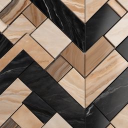 Travertine and granite herringbone tile design top view, product photoshoot realistic background, hyper detail, high resolution