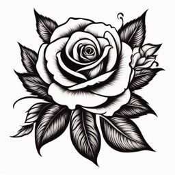 Trad rose tattoo, A shortened term for traditional rose tattoos. , color tattoo design, clean white background