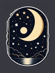 Moon and stars sticker, Nighttime , sticker vector art, minimalist design