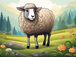 Sheep cartoon - wooly animal with a gentle nature  