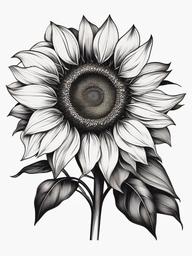 Sunflower Tattoo - Represents warmth, positivity, and adoration  minimal tattoo design,white background