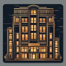 Art Deco Apartment Sticker - Capture the glamour of the Roaring Twenties with the sleek and art deco apartment sticker, , sticker vector art, minimalist design