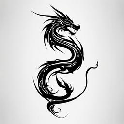 Simple Tribal Dragon Tattoo - Basic tribal-style dragon tattoo.  simple color tattoo,minimalist,white background