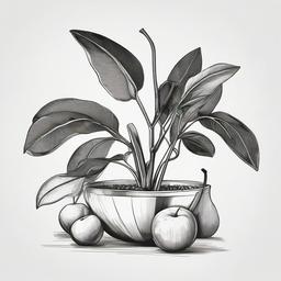 drawing of a plant with fruits  minimal rough sketch scribbles,doodles,black and white