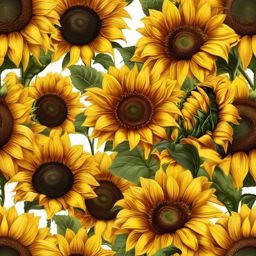 Sunflower Clipart, Vibrant sunflowers in full bloom. 