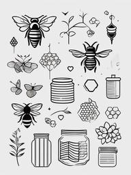 Honey Stencil Stuff - Explore creative possibilities with honey stencil stuff, allowing you to customize and personalize your honey-inspired designs.  simple tattoo,minimalist,white background