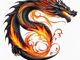dragon tattoo breathing fire  simple color tattoo,white background
