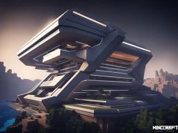 futuristic sci-fi base with sleek, angular architecture - minecraft house ideas minecraft block style