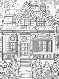 Christmas Colouring Pages Gingerbread House  outling,coloring pages,black and whit