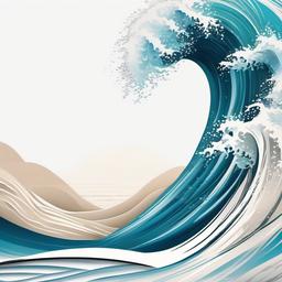 Water Wave Tattoo - Capture the fluidity and grace of water with a captivating water wave tattoo.  simple vector color tattoo,minimal,white background