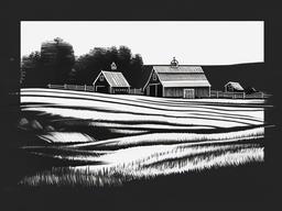 sketch of a farm  minimal rough sketch scribbles,doodles,black and white