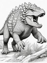 Dinosaur Coloring Pages - Ankylosaurus Armored  simple coloring pages