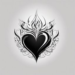 Abstract black heart flames tattoo. Burning passions in ink.  minimalist black white tattoo style