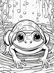 Frog Coloring Pages - Frog catching raindrops on its tongue  simple coloring pages