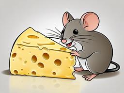 Mouse Cartoon - Cartoon of mouse nibbling on cheese  