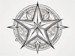 Star Tattoo - A celestial star tattoo shining brightly  few color tattoo design, simple line art, design clean white background