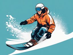 Snowboard Clipart - A snowboarder shredding the powder.  color vector clipart, minimal style