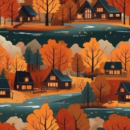 Aesthetic Fall Wallpaper - Step into the cozy ambiance of a fall cabin, surrounded by warm colors and the serenity of the autumn season.  intricate patterns, splash art, wallpaper art