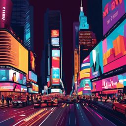 Times Square sticker- Vibrant entertainment hub in the heart of New York City, , sticker vector art, minimalist design