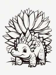 Cute Stegosaurus Tattoo - Highlight the adorableness of a Stegosaurus in a charming and cute tattoo.  simple vector color tattoo,minimal,white background