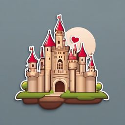 Romantic Castle Emoji Sticker - Love reigning in a fairytale castle, , sticker vector art, minimalist design